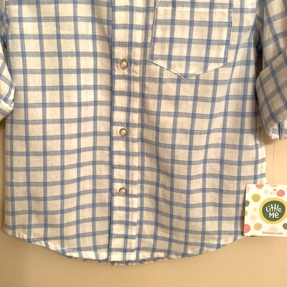 LITTLE ME Boy 2-Piece Roll Up Tab Sleeve Short Set Tan Blue Bow Tie Size 3T NEW - Picture 6 of 11